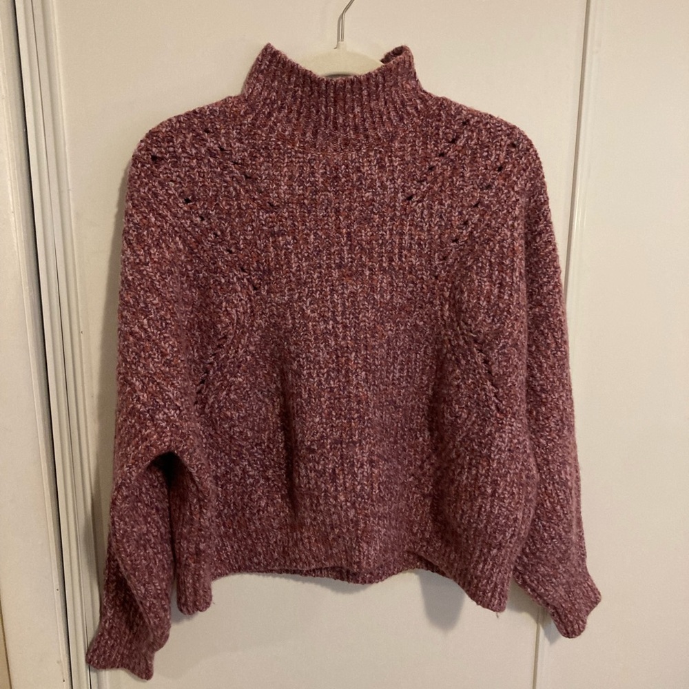 LOFT Pink and Purple Knit Sweater